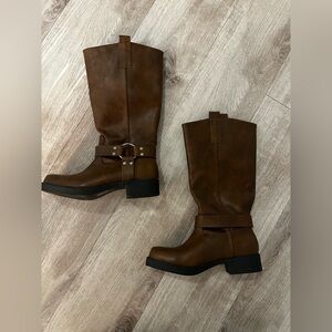 Princess Polly Brown Harness Mid-Calf Boots (NEW)